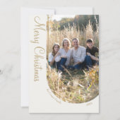 クリーム金ゴールドエレガントミニマリストクリスマスフォトアーチ シーズンカード (正面)