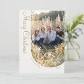 クリーム金ゴールドエレガントミニマリストクリスマスフォトアーチ シーズンカード (スタンド正面)