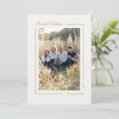 クリーム金ゴールドエレガントミニマリストクリスマスポートレート シーズンカード (スタンド正面)