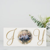 クリーム金ゴールドエレガントミニマリストChristmas Joy Photo シーズンカード (スタンド正面)