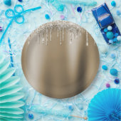 クリーム金ゴールドグリッツグリッターアイスクリームドリップ誕生日 ペーパープレート (パーティー)