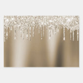 クリーム金ゴールドグリッツグリッターアイスクリームドリップ誕生日 ラッピングペーパーシート (正面)