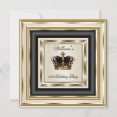 クリーム金ゴールドシルバー誕生日プリンスキングクイーン2 招待状 (正面)