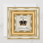 クリーム金ゴールドシルバー誕生日プリンスキングクイーン 招待状 (正面)