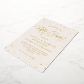 クリーム金ゴールドスター50周年結婚を迎える 箔招待状 (回転した状態)