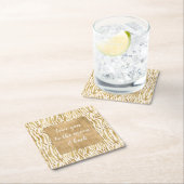 クリーム金ゴールドゼブラプリント スクエアペーパーコースター (インサイチュ)