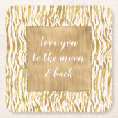 クリーム金ゴールドゼブラプリント スクエアペーパーコースター (正面)