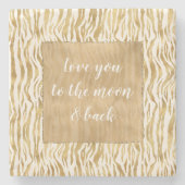 クリーム金ゴールドゼブラプリント ストーンコースター (正面)