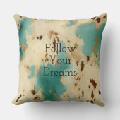 クリーム金ゴールドターコイズ牛皮動物 クッション (正面)