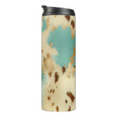 クリーム金ゴールドターコイズ牛皮動物 タンブラー (回転右)