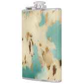 クリーム金ゴールドターコイズ牛皮動物 フラスク (左)