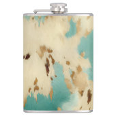 クリーム金ゴールドターコイズ牛皮動物 フラスク (正面)