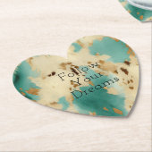 クリーム金ゴールドターコイズ牛皮動物 ペーパーコースター (アングル)