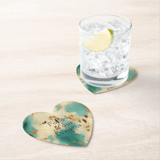 クリーム金ゴールドターコイズ牛皮動物 ペーパーコースター (インサイチュ)