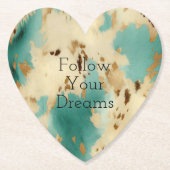 クリーム金ゴールドターコイズ牛皮動物 ペーパーコースター (正面)