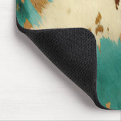 クリーム金ゴールドターコイズ牛皮動物 マウスパッド (コーナー)