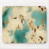 クリーム金ゴールドターコイズ牛皮動物 マウスパッド (正面)