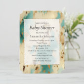 クリーム金ゴールドターコイズ牛皮動物 招待状 (スタンド正面)