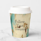 クリーム金ゴールドターコイズ牛皮動物 紙コップ (正面)