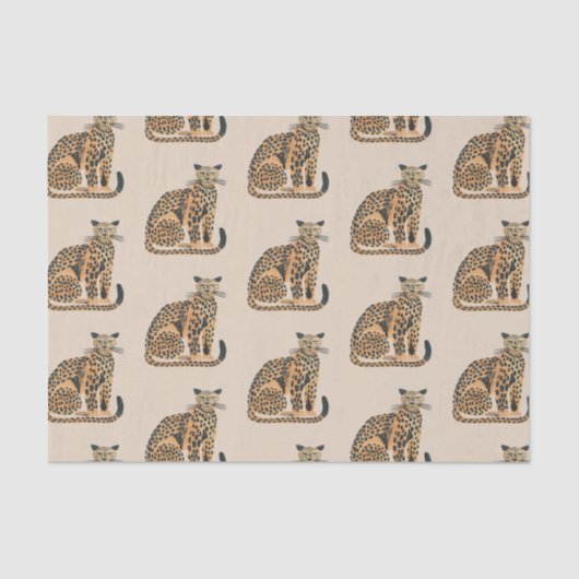 クリーム金ゴールドヒョウ動物誕生日 薄葉紙 (正面)