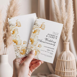 クリーム金ゴールドフローラエレガントな結婚記念日 招待状