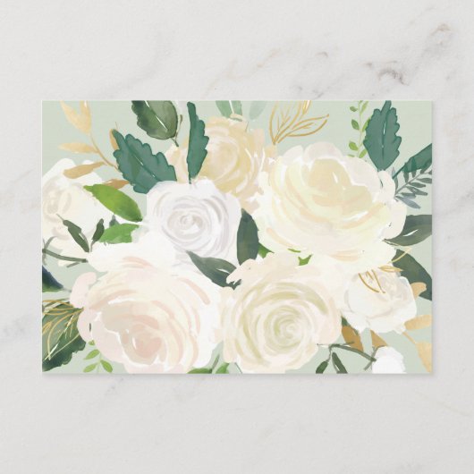 クリーム金ゴールドフローラグリーンリーウェディングレセプション エンクロージャーカード (裏面)