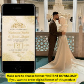 クリーム金ゴールドフローラフレームイスラム結婚教徒 招待状