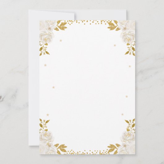 クリーム金ゴールドフローラ回転木馬ファーストバースデーパーティー 招待状 (裏面)