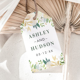 クリーム金ゴールドフローラ結婚グリーナリーズモノグラム ギフトタグ