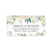 クリーム金ゴールドフローラ結婚グリーンリー差出人住所 ラベル (正面)