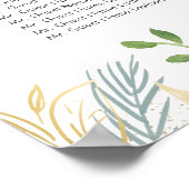 クリーム金ゴールドフローラ結婚グリーンリー席 ポスター (角)