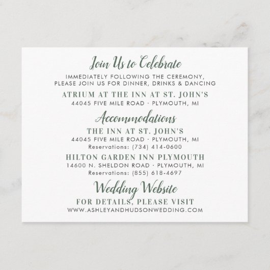 クリーム金ゴールドフローラ結婚グリーンリー情報 エンクロージャーカード (正面)