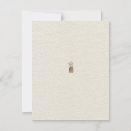 クリーム金ゴールドブラウンパイナップルミニマルウェディングRSVP 招待状 (裏面)