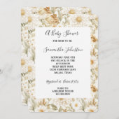 クリーム金ゴールドホワイトカントリー花 招待状 (正面/裏面)