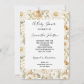 クリーム金ゴールドホワイトカントリー花 招待状 (正面)