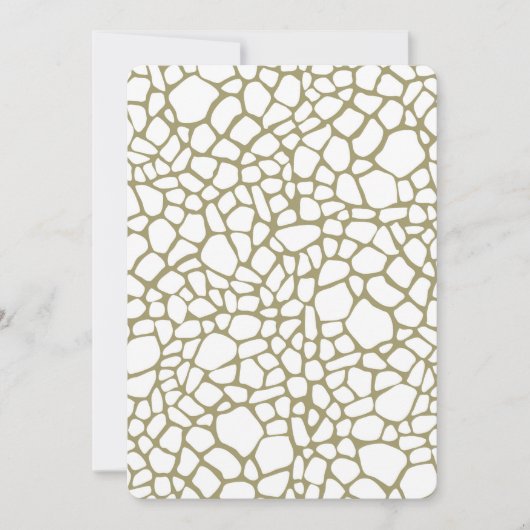 クリーム金ゴールドホワイトキリンプリントベビーシャワー 招待状 (正面)