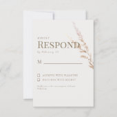クリーム金ゴールドボホ文字ウェディングRSVP 出欠カード (正面)