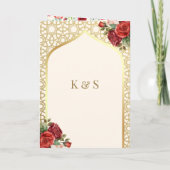 クリーム金ゴールドレッドローゼオールインワンシーク結婚ズ 招待状 (裏面)