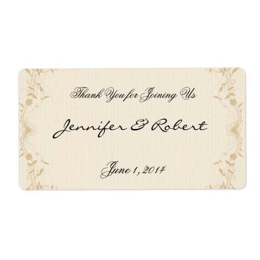 クリーム金ゴールドヴィンテージピンストライプ水瓶用ラベル ラベル (正面)