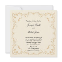 クリーム金ゴールドヴィンテージフローラ結婚式招待状