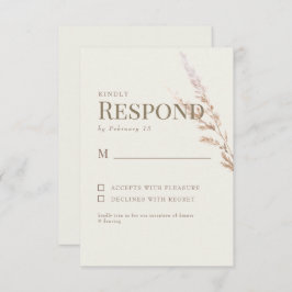 クリーム金ゴールド文字ボホウェディングRSVP 出欠カード