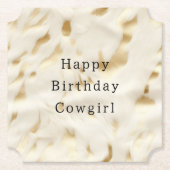 クリーム金ゴールド牛革 ペーパーコースター (正面)