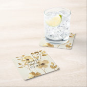 クリーム金ゴールド結婚フローラ スクエアペーパーコースター (インサイチュ)