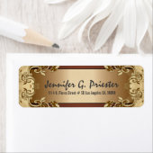 クリーム金ゴールド&ブラウンヴィンテージフローラデザイン ラベル (インサイチュ)