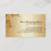 クリーム金ゴールド&ブラウンヴィンテージフローラデザイン 名刺 (裏面)