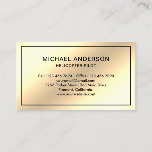 クリーム金モダン箔ヘリコプターパイロット 名刺 (裏面)
