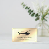 クリーム金モダン箔ヘリコプターパイロット 名刺 (スタンド正面)