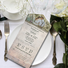 クリーム風化ホワイトウォッシュテクスチャカップルの写真 オールインワン招待状