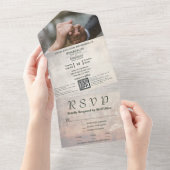 クリーム風化ホワイトウォッシュテクスチャQRコードフォト オールインワン招待状 (貼ってはがせる)