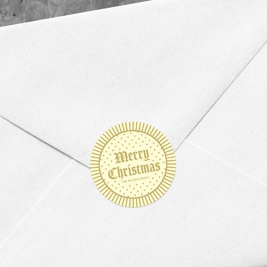 クリーム飾エレガントり幾何学的メリークリスマス ラウンドシール